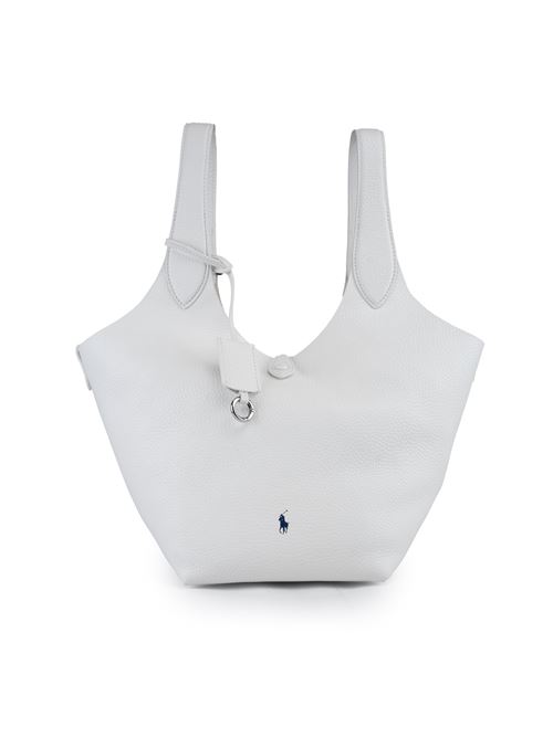 Borsa Tote in pelle bianco con ricamo Polo Pony POLO RALPH LAUREN | 428938031012